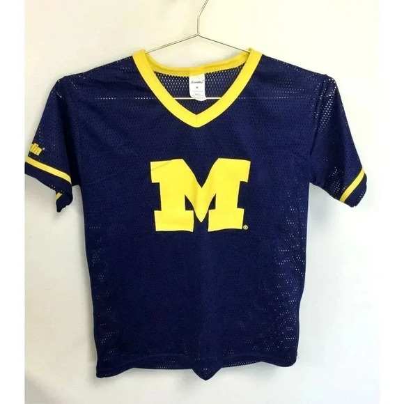 Franklin Youth Blue Yellow Michigan Wolverines Team Football Mesh Jersey Medium - Picture 1 of 10